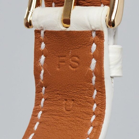 Hermes 21mm White Alligator Leather Gold Plated Heure H PM Quartz Watch HH1.200 - Picture 6 of 8